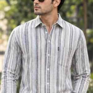 Ginco Cotton Casual Wear Full Sleeves Smart Fit Stripes Shirt for Men