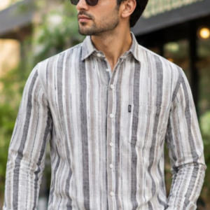 Ginco Cotton Smart Fit Stripes Full Sleeves Casual Wear Shirt for Men