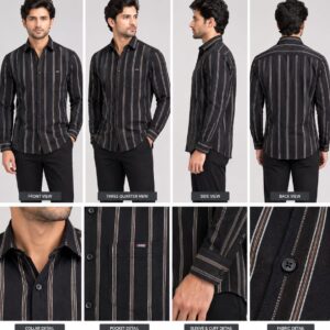 Ginco Cotton Full Sleeves Smart Fit Stripes Casual Wear Shirt for Men