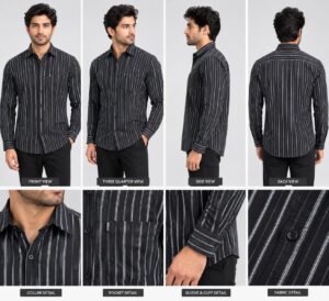 Ginco Full Sleeves Smart Fit Stripes Cotton Casual Wear Shirt for Men