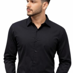 Ginco Satin Black Smart Fit Plain Full Sleeves Party Wear Shirt for Men Hover Image