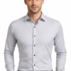Ginco Satin Grey Smart Fit Plain Full Sleeves Party Wear Shirt for Men