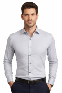Ginco Satin Grey Smart Fit Plain Full Sleeves Party Wear Shirt for Men