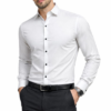 Ginco Satin White Smart Fit Plain Full Sleeves Party Wear Shirt for Men