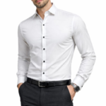 Ginco Satin White Smart Fit Plain Full Sleeves Party Wear Shirt for Men