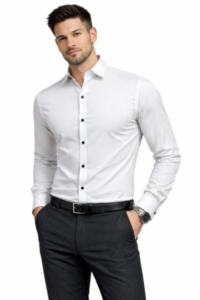 Ginco Satin White Smart Fit Plain Full Sleeves Party Wear Shirt for Men