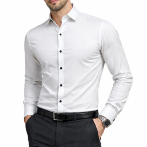 Ginco Satin White Smart Fit Plain Full Sleeves Party Wear Shirt for Men